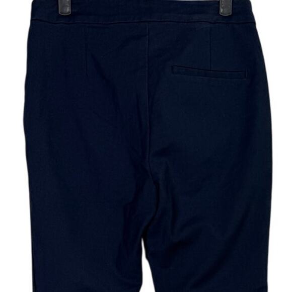 Zara Chino Crop Trouser Dress Pant Stretch Straight Leg Pockets 6 Navy Blue - Picture 6 of 15